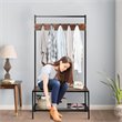 Pemberly Row Contemporary Iron and MDF Hall Tree with 5 Hooks in Coffee