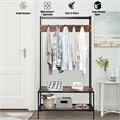 Pemberly Row Contemporary Iron and MDF Hall Tree with 5 Hooks in Coffee