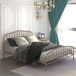 Pemberly Row Iron Queen Size Slat Platform Headboard Footboard in Brown