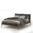Pemberly Row Iron Queen Size Slat Platform Headboard Footboard in Brown