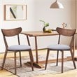 Pemberly Row Rubber Wood & Sponge Dining Chair w/ Curved Back-Walnut (Set of 2)