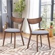 Pemberly Row Rubber Wood & Sponge Dining Chair w/ Curved Back-Walnut (Set of 2)