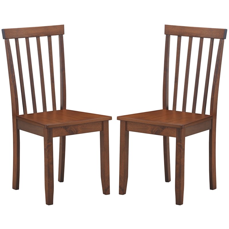 Pemberly Row Contemporary Rubber Wood and MDF Dining Chair in Walnut (Set of 2)