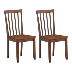 Pemberly Row Contemporary Rubber Wood and MDF Dining Chair in Walnut (Set of 2)