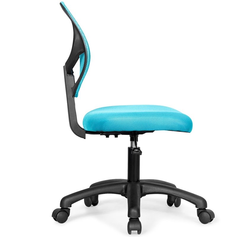 Pemberly Row Sponge Height Low-Back Armless Computer Desk Chair in Blue