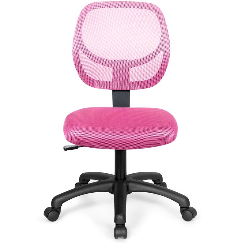 Pemberly Row Sponge Height Low-Back Armless Computer Desk Chair in Pink