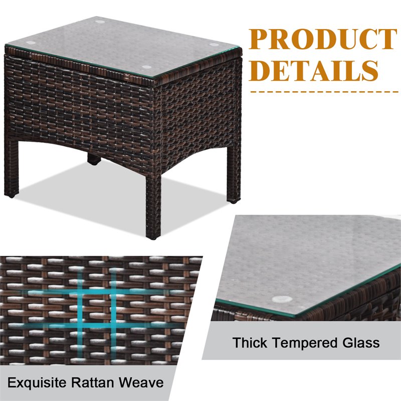 Pemberly Row 3-piece Rattan Patio Furniture Set with Sofa Chair in Beige