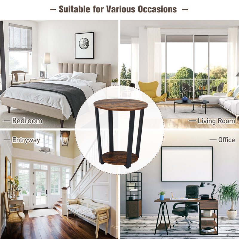 Pemberly Row Engineered Wood End Table with Storage Shelf in Brown/Black