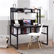 Pemberly Row MDF and Iron Computer Desk with Hutch Bookshelf in Brown