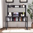 Pemberly Row MDF and Iron Computer Desk with Hutch Bookshelf in Brown