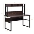 Pemberly Row MDF and Iron Computer Desk with Hutch Bookshelf in Brown