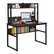 Pemberly Row MDF and Iron Computer Desk with Hutch Bookshelf in Brown
