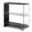 Pemberly Row Metal and MDF Bar Table with Tempered Glass Shelf in Black