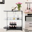 Pemberly Row Metal and MDF Bar Table with Tempered Glass Shelf in Black