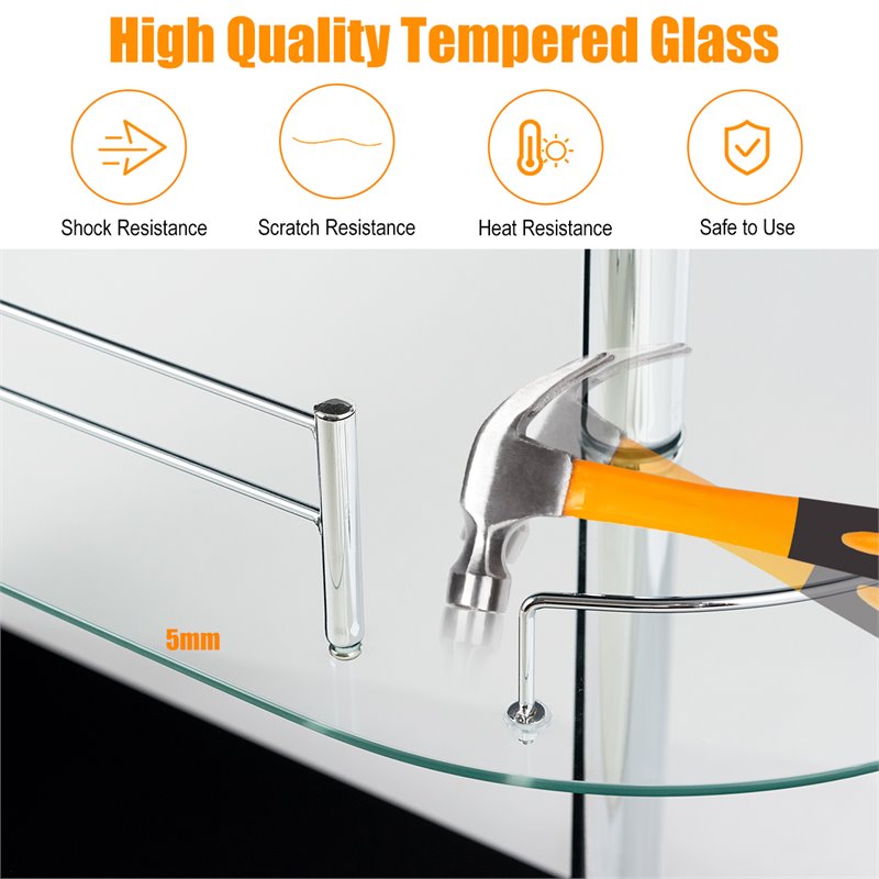 Pemberly Row Metal and MDF Bar Table with Tempered Glass Shelf in Black