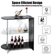 Pemberly Row Metal and MDF Bar Table with Tempered Glass Shelf in Black