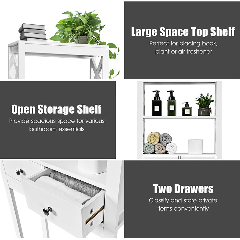 Pemberly Row Engineered Wood Over The Toilet Space Saver with 2 Drawers in White