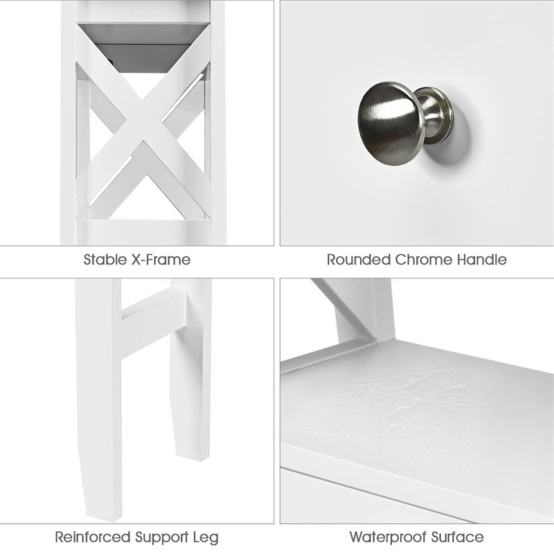 Pemberly Row Engineered Wood Over The Toilet Space Saver with 2 Drawers in White