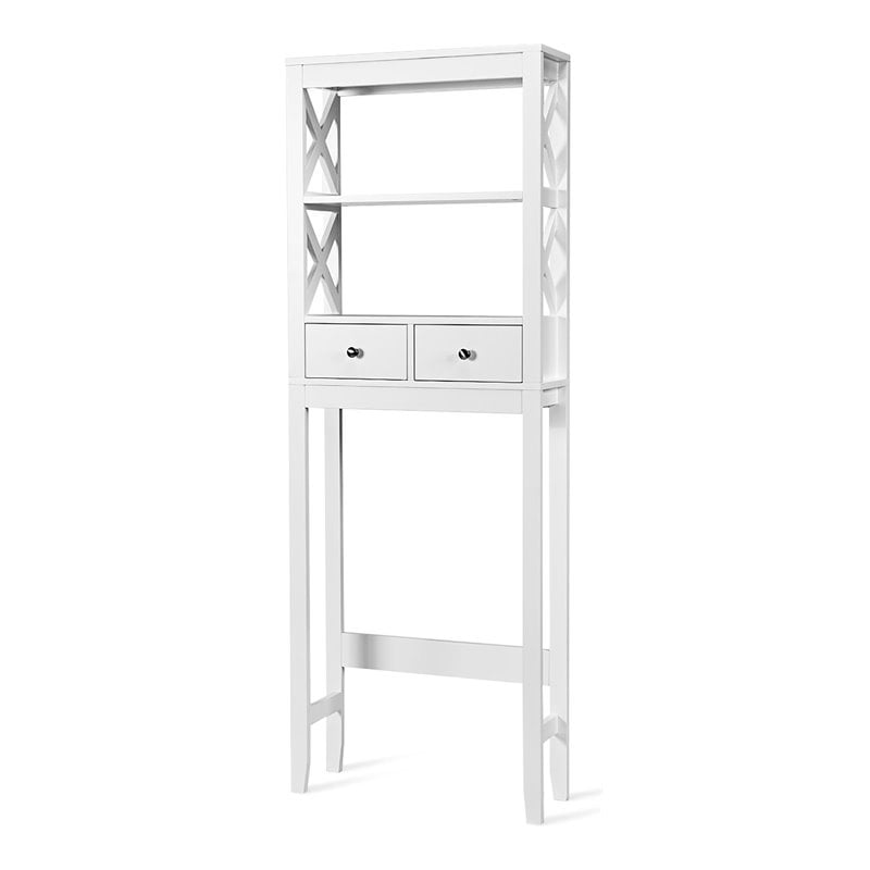 Pemberly Row Engineered Wood Over The Toilet Space Saver with 2 Drawers in White