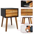 Pemberly Row Contemporary Solid Wood Nightstand with 2 Sliding Drawers in Black