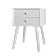 Pemberly Row Contemporary Solid Wood Nightstand with 2 Sliding Drawers in White