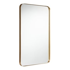 Pemberly Row 32&quotx20&quot Rectangle Metal & MDF Wall-Mounted Bathroom Mirror in Gold