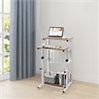Pemberly Row Contemporary Engineered Wood Adjustable Computer Desk in Oak