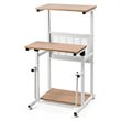 Pemberly Row Contemporary Engineered Wood Adjustable Computer Desk in Oak