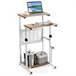 Pemberly Row Contemporary Engineered Wood Adjustable Computer Desk in Oak