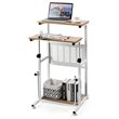 Pemberly Row Contemporary Engineered Wood Adjustable Computer Desk in Oak