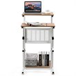 Pemberly Row Contemporary Engineered Wood Adjustable Computer Desk in Oak