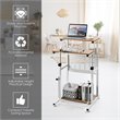 Pemberly Row Contemporary Engineered Wood Adjustable Computer Desk in Oak