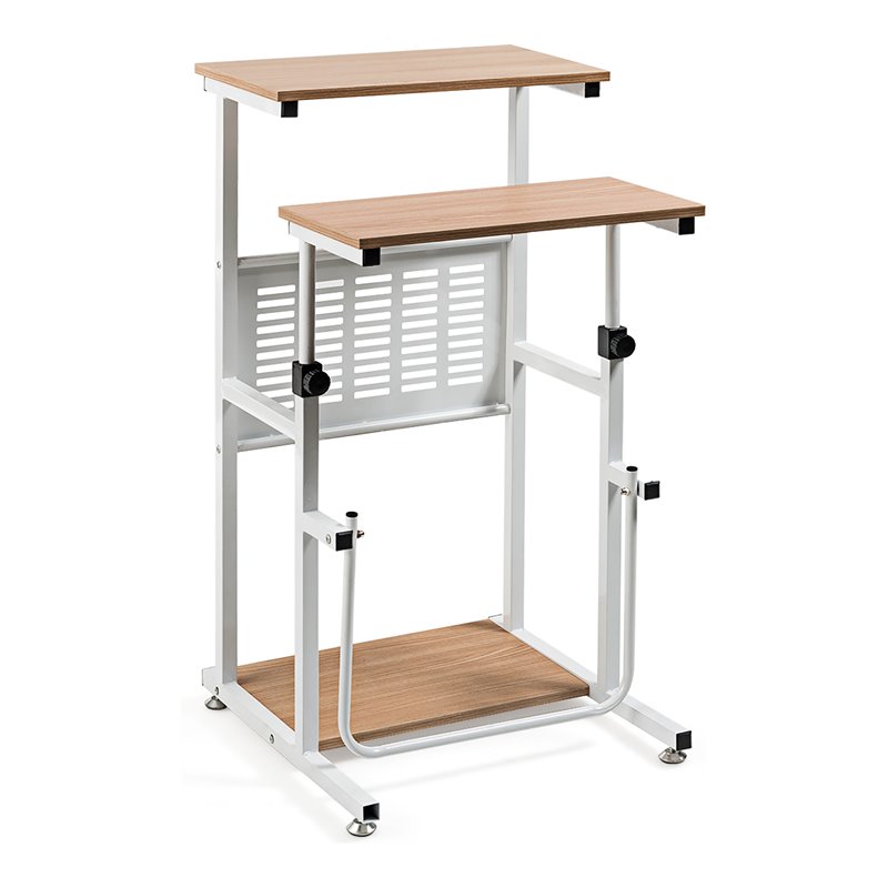 Pemberly Row Contemporary Engineered Wood Adjustable Computer Desk in Oak