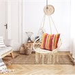 Pemberly Row Contemporary Cotton and Steel Hanging Hammock Chair in Beige