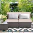 Pemberly Row 2-Pc Rattan Patio Armless Sofa Furniture Set with Cushion in Brown