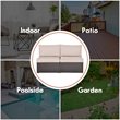 Pemberly Row 2-Pc Rattan Patio Armless Sofa Furniture Set with Cushion in Brown