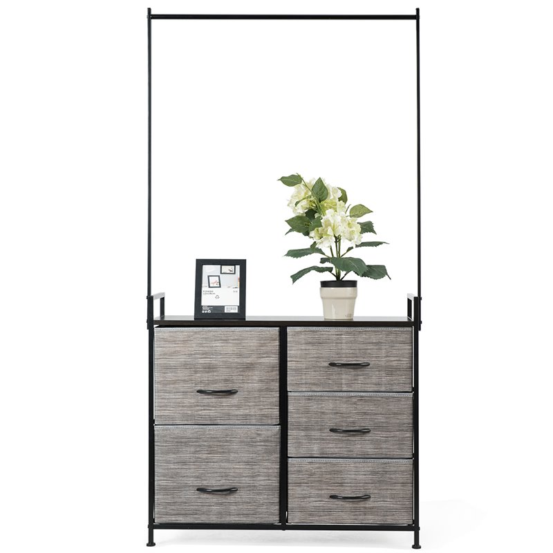 Pemberly Row 5-drawer MDF and Non-woven Fabric Closet Storage in Black/Gray