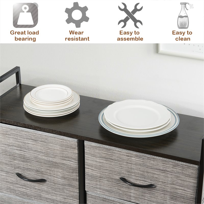 Pemberly Row 5-drawer MDF and Non-woven Fabric Closet Storage in Black/Gray