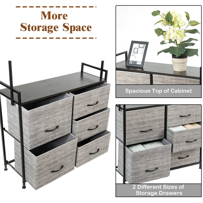 Pemberly Row 5-drawer MDF and Non-woven Fabric Closet Storage in Black/Gray