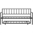 Pemberly Row Steel and MDF Twin Trundle Platform Daybed with 4 Casters in Black