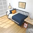 Pemberly Row Steel and MDF Twin Trundle Platform Daybed with 4 Casters in Black