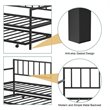Pemberly Row Steel and MDF Twin Trundle Platform Daybed with 4 Casters in Black
