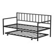 Pemberly Row Steel and MDF Twin Trundle Platform Daybed with 4 Casters in Black