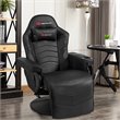 Pemberly Row PU Leather and Iron Swivel Massage Gaming Chair in Black