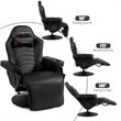 Pemberly Row PU Leather and Iron Swivel Massage Gaming Chair in Black