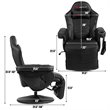Pemberly Row PU Leather and Iron Swivel Massage Gaming Chair in Black