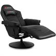 Pemberly Row PU Leather and Iron Swivel Massage Gaming Chair in Black