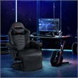 Pemberly Row PU Leather and Iron Swivel Massage Gaming Chair in Black