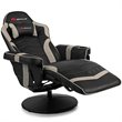Pemberly Row PU Leather and Iron Swivel Massage Gaming Chair in Gray
