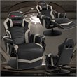 Pemberly Row PU Leather and Iron Swivel Massage Gaming Chair in Gray